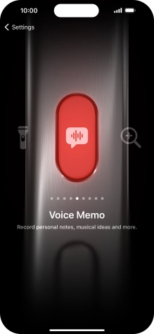 Slide your finger right or left on the screen to select the required function.