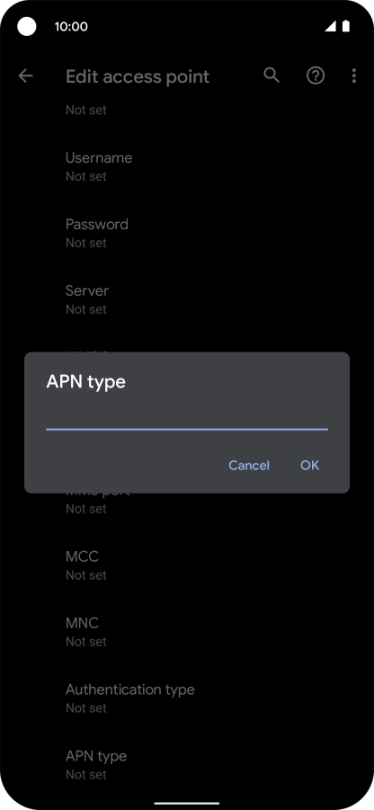 Key in default and press OK.