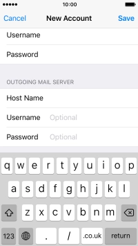 Press Username and key in the username for your email account.