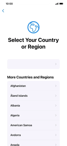 Press the required country or area.