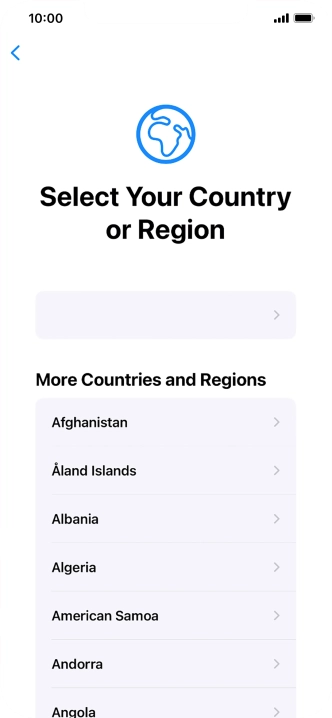 Press the required country or area.