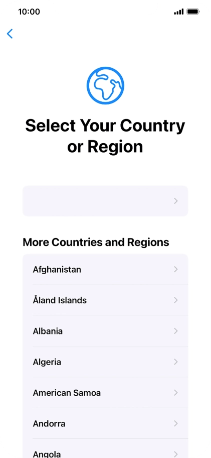 Press the required country or area.