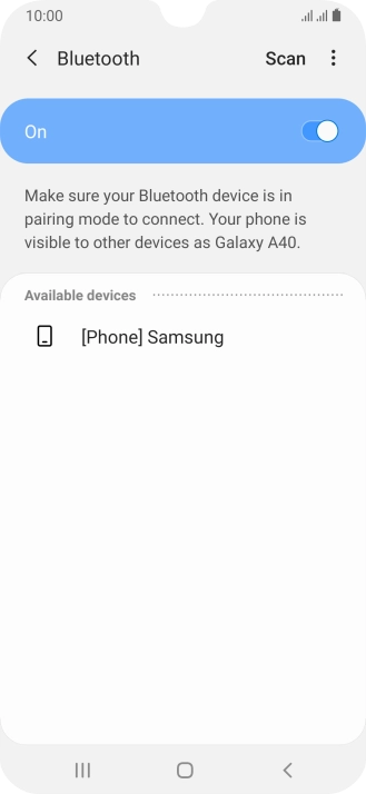 Press the required Bluetooth device and follow the instructions on the screen to pair the device with your phone. Press the required Bluetooth device and follow the instructions on the screen to pair the device with your phone.