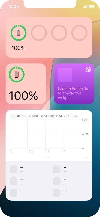 Slide your finger up or down on the screen to see more widgets. Slide your finger up or down on the screen to see more widgets.
