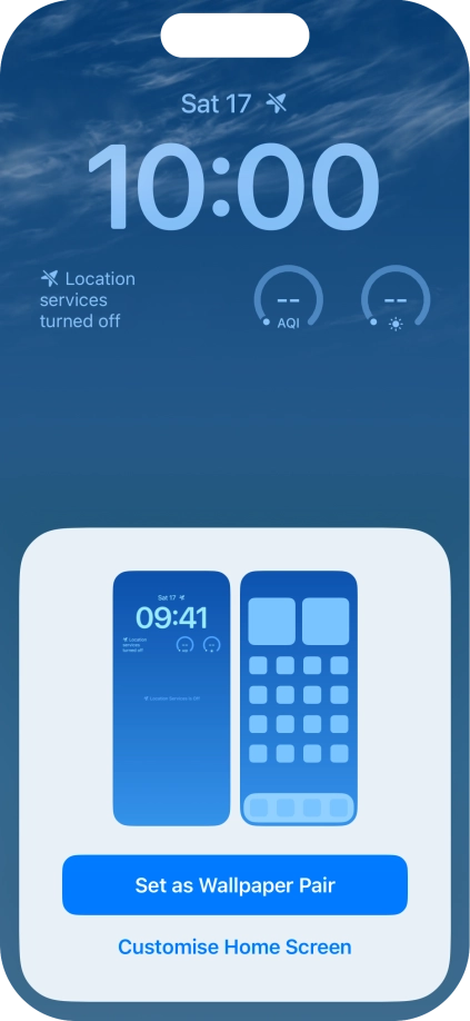 To use the same colour theme on the home screen, press Set as Wallpaper Pair. To use the same colour theme on the home screen, press Set as Wallpaper Pair.