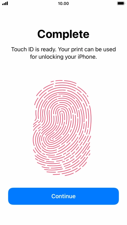 Press Continue. If you haven't previously selected a phone lock code, key in a code of your own choice twice.