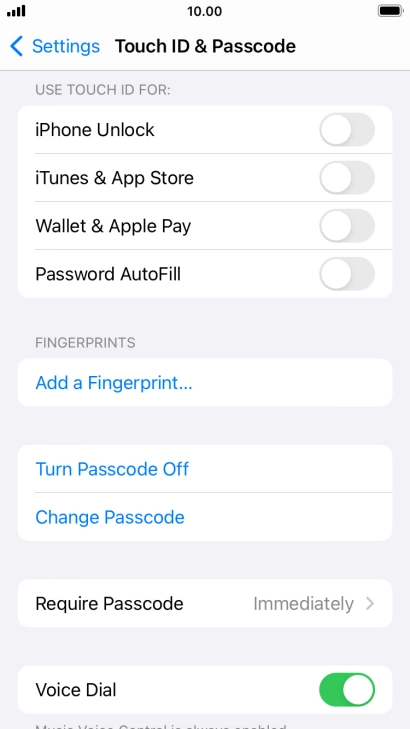 Press Turn Passcode Off and key in the phone lock code.