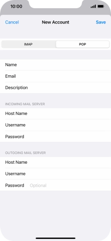 Press Password and key in the password for your email account. Please note that if you're using Vodafone's outgoing server, leave the password field empty.