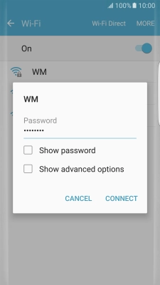 Key in the password for the Wi-Fi network and press CONNECT.