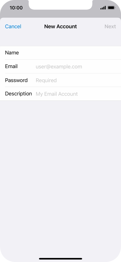 Press Email and key in your email address.
