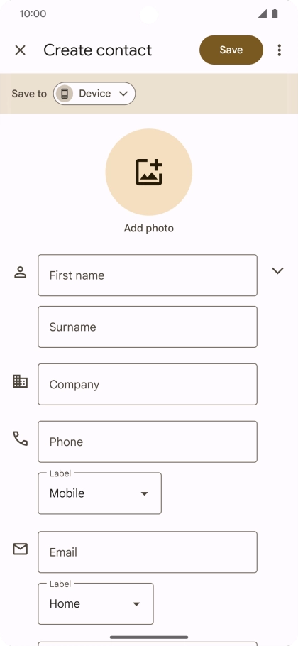 Press First name and key in the required first name. Press First name and key in the required first name.