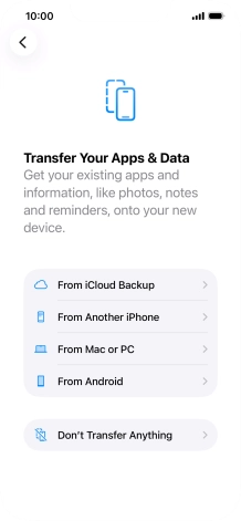 Press Don't Transfer Anything and follow the instructions on the screen to finish the activation. Press Don't Transfer Anything and follow the instructions on the screen to finish the activation.
