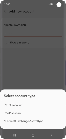 Press POP3 account. Press POP3 account.