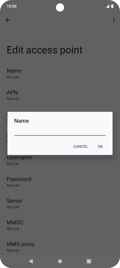 Key in Vodafone Internet and press OK.
