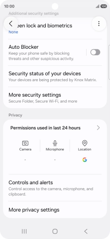 Press More security settings. Press More security settings.