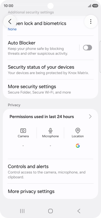 Press More security settings. Press More security settings.