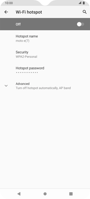 Press Hotspot name and key in the required name for the Wi-Fi hotspot.