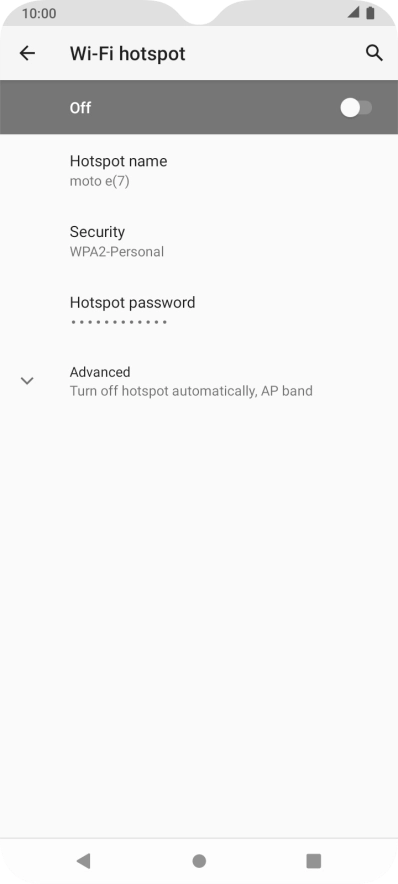 Press Hotspot name and key in the required name for the Wi-Fi hotspot.