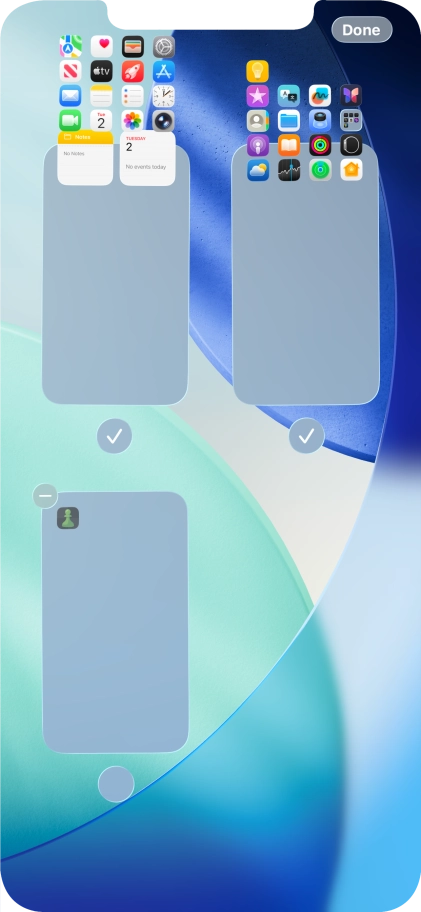 Press the delete icon next to the required home screen page.