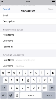 Press Host Name and key in the name or IP address of your email provider's outgoing server. Please note that if you can't send email messages when using your email provider's outgoing server, key in smtp.vodafone.net.au (Vodafone's outgoing server).