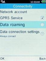 Select Data roaming and press the Left selection key.