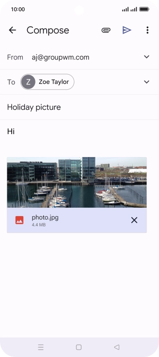 Press the send icon when you've finished your email message. Press the send icon when you've finished your email message.