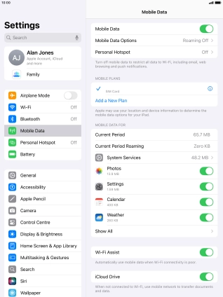 The total data usage is displayed next to Current Period. The total data usage is displayed next to Current Period.