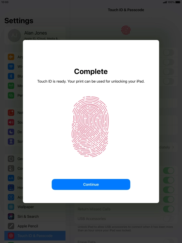 Press Continue. If you haven't previously selected a lock code, key in a code of your own choice twice. Press Continue. If you haven't previously selected a lock code, key in a code of your own choice twice.