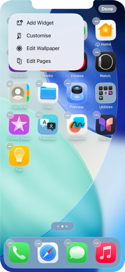 Press Customise.