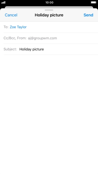 Press the text input field and write the text for your email message. Press the text input field and write the text for your email message.
