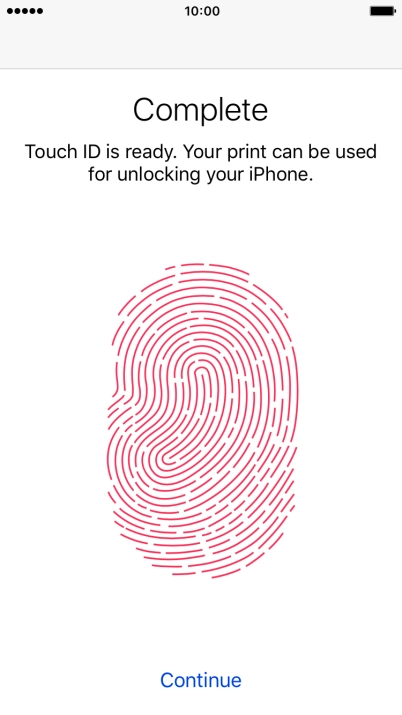 Press Continue. If you haven't previously selected a phone lock code, key in a code of your own choice twice.
