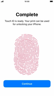 Press Continue. If you haven't previously selected a phone lock code, key in a code of your own choice twice.