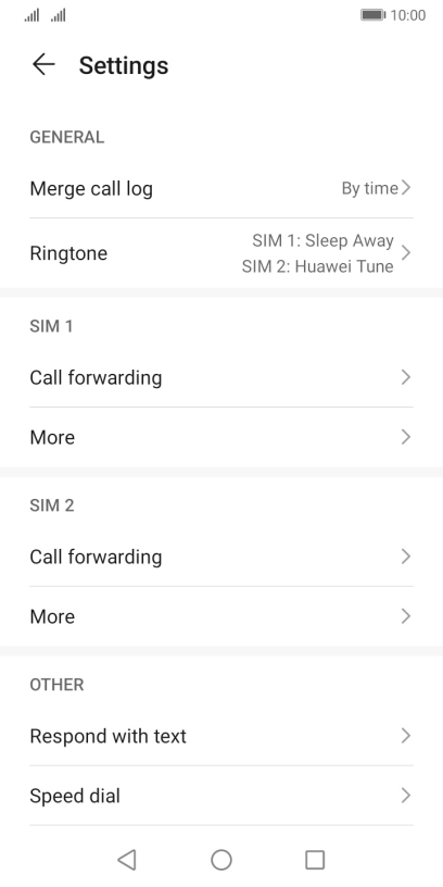 Press Call forwarding below the required SIM.