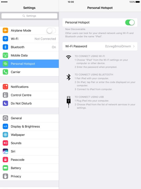 Press Wi-Fi Password and key in the required password. Press Wi-Fi Password and key in the required password.