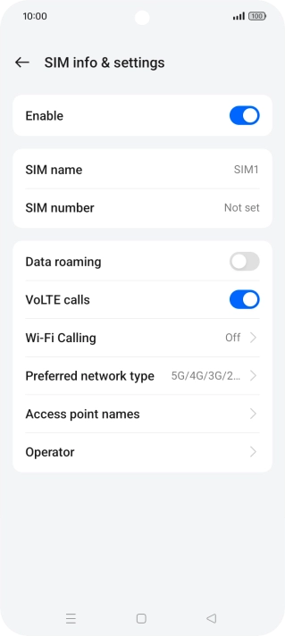 Press Preferred network type.