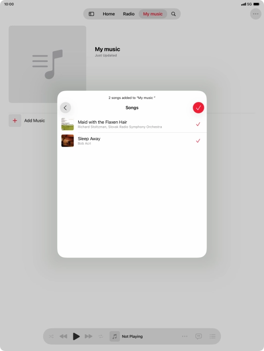 Press the confirm icon.