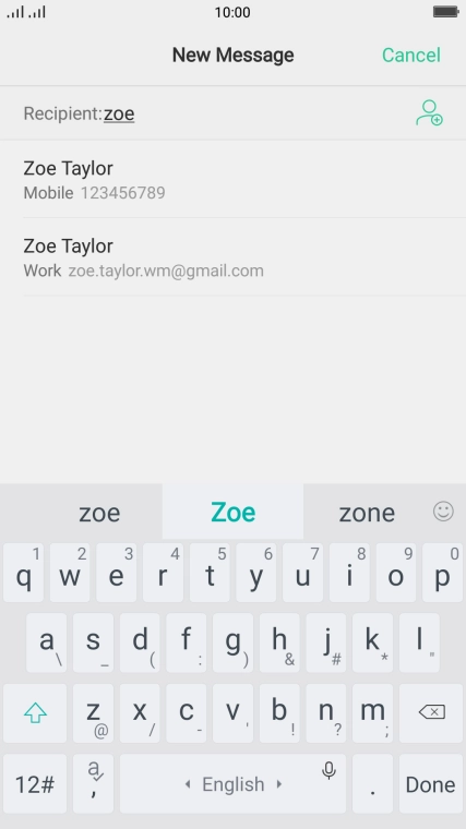 Press the required contact.