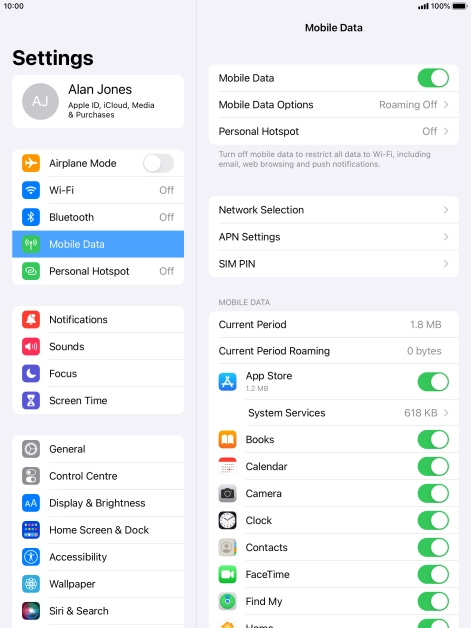 The total data usage is displayed next to Current Period.