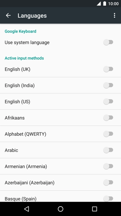 Press the required language to add it. Press the required language to add it.