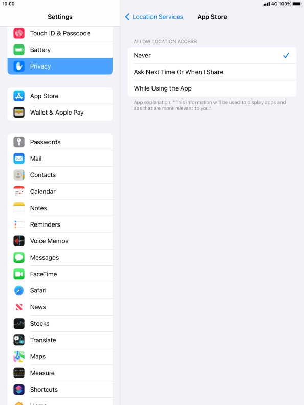 Press the required setting to turn the function on or off. Press the required setting to turn the function on or off.