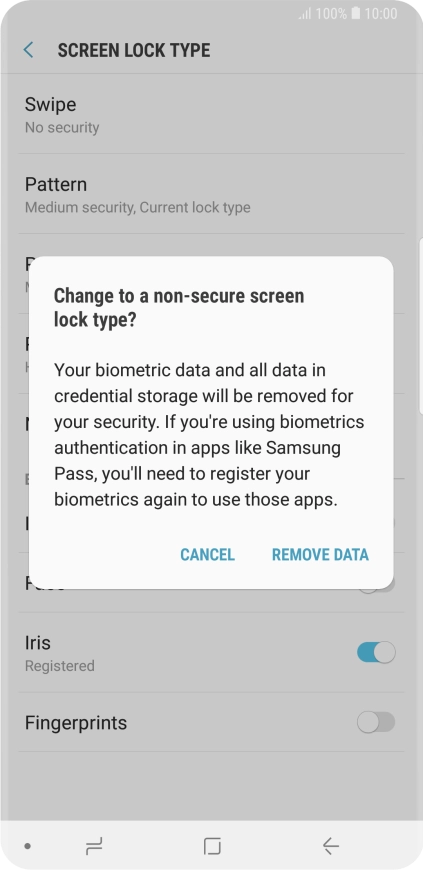 Press REMOVE DATA.