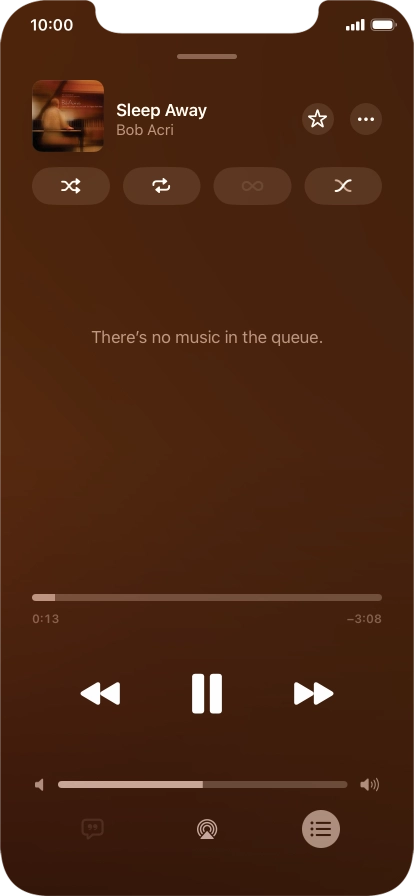 Press the shuffle icon to turn the function on or off. Press the shuffle icon to turn the function on or off.