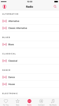 Press the required radio channel to start playback of other streaming radio channels.