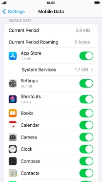 Press the indicators next to the required applications to turn the function on or off.