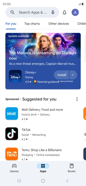 Press the search field.