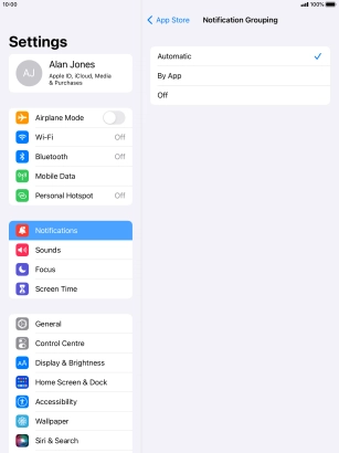 Press the required setting.