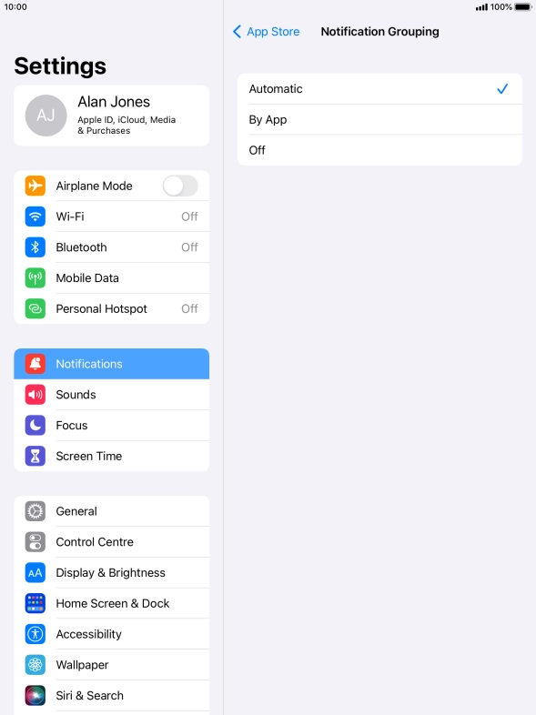 Press the required setting. Press the required setting.
