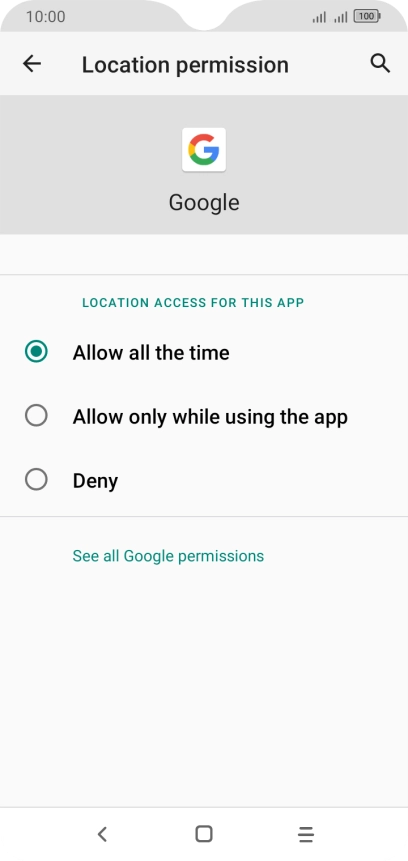 Press the required setting.