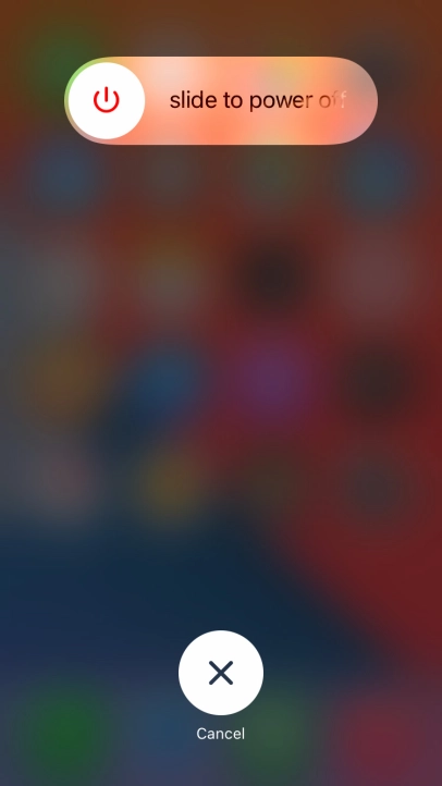 Press and drag the power off icon right.