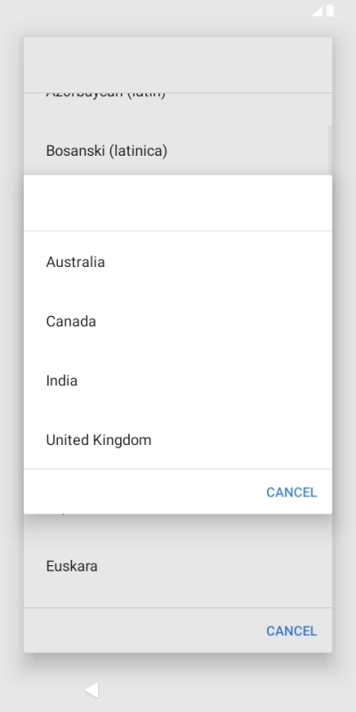Press the required country. Press the required country.